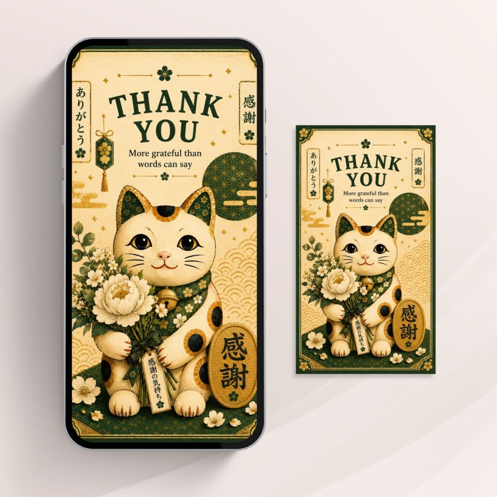 Thank Yoiu Lucky Cat digital greeting card