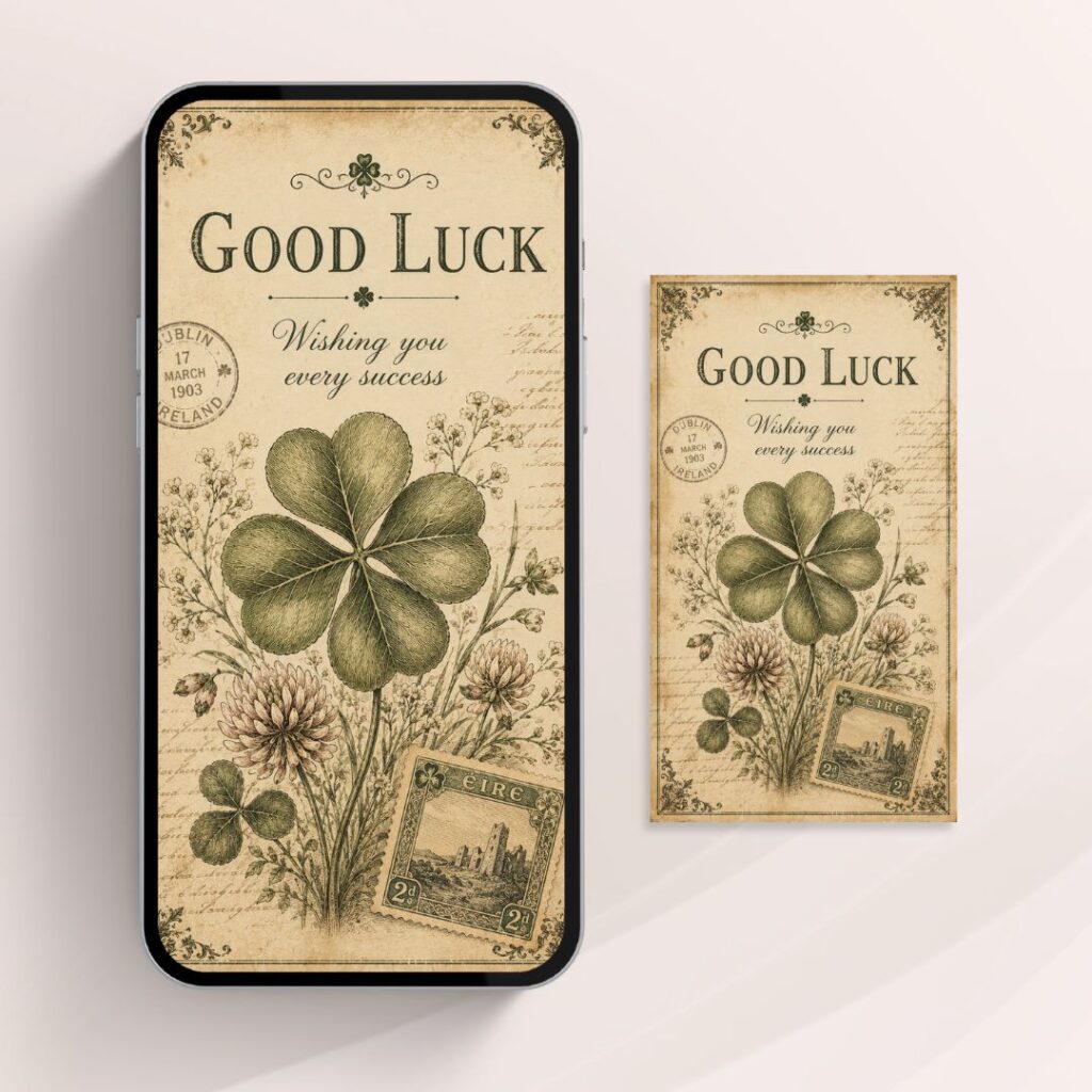 Good Luck Letterpress digital greeting card