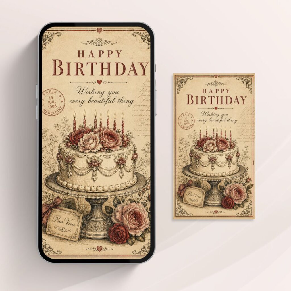 Happy Birthday Letterpress digital greeting card
