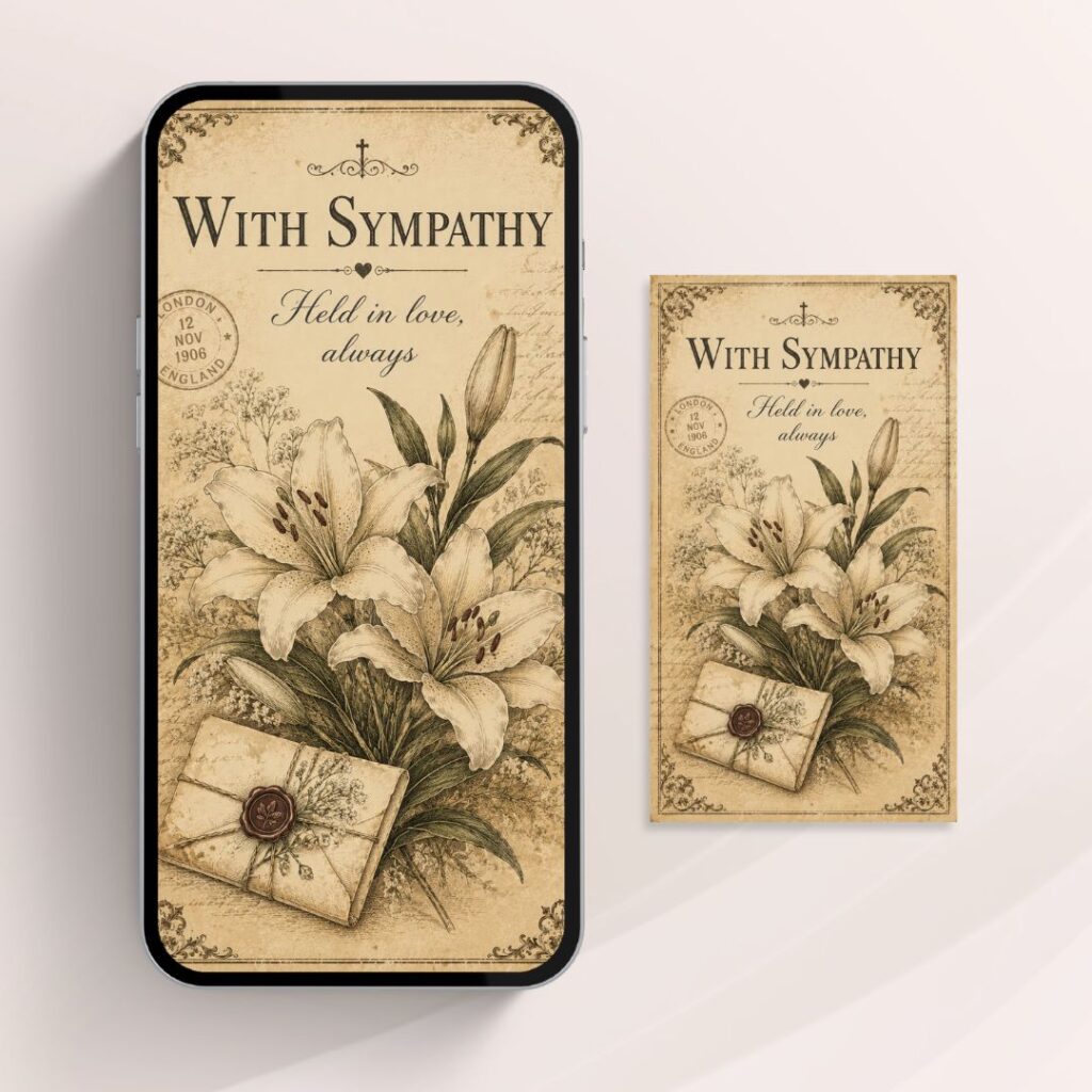 With Sympathy Letterpress digital greeting card